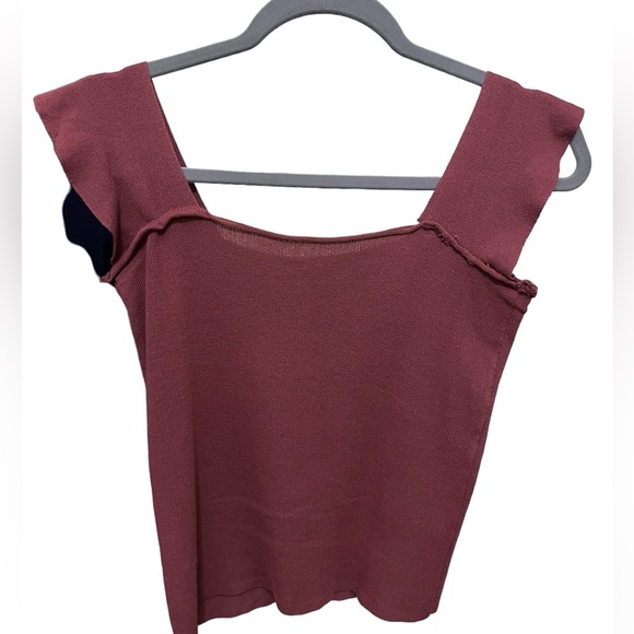 brown square neck top - Picture 2 of 2